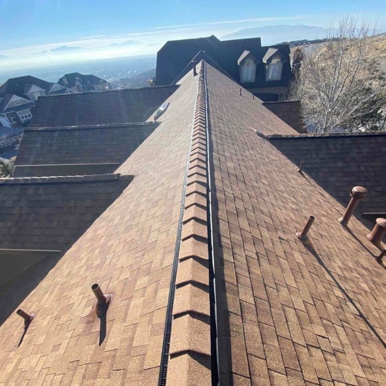 Roof ridgeline with valley panorama view